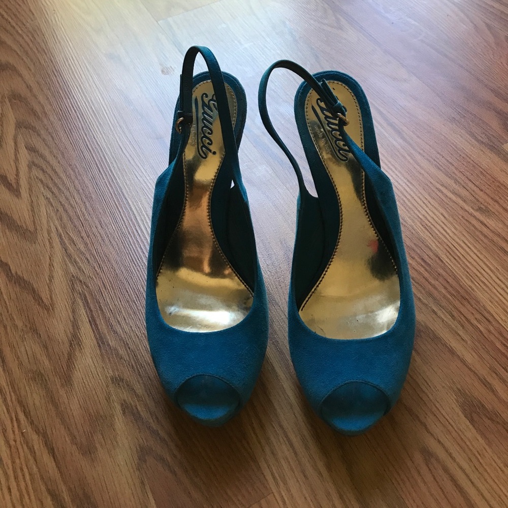 Gucci blue suede heels 38.5