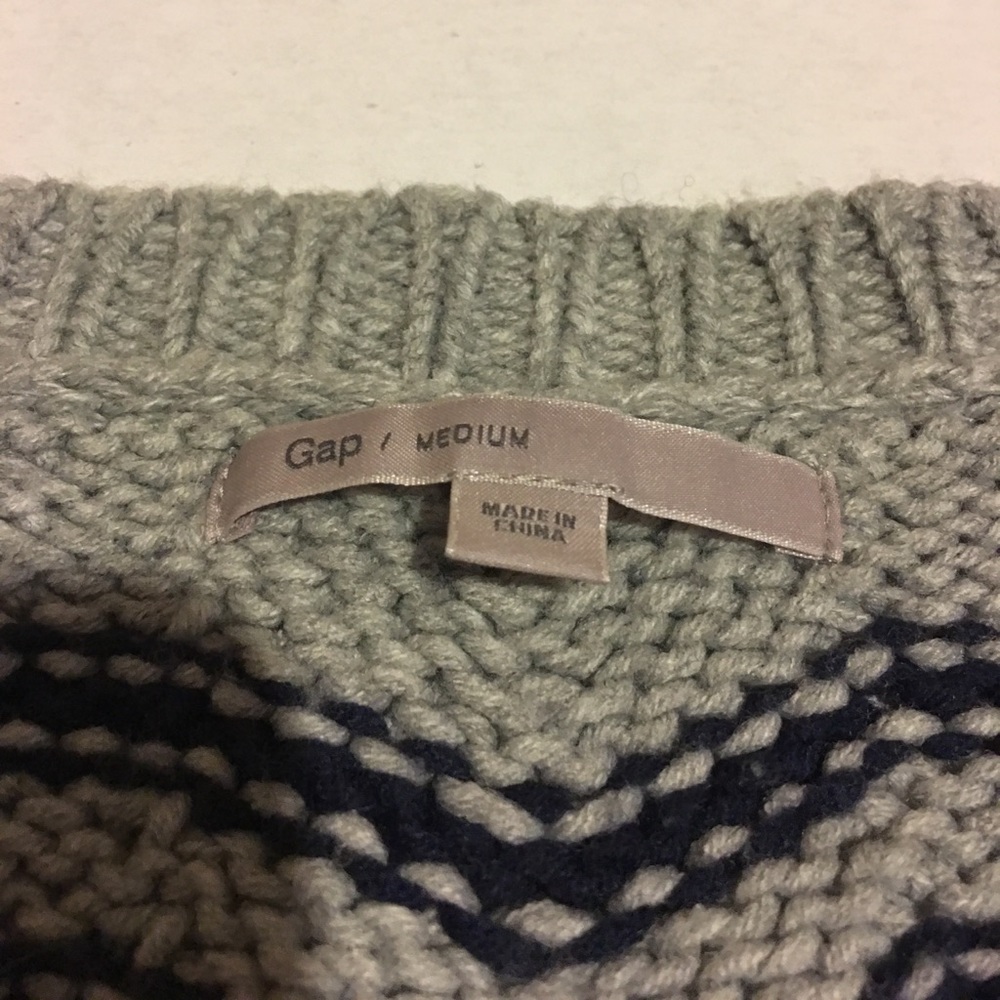 Gap Gray & Blue V-neck Long Sleeve Sweater M - Picture 3 of 6