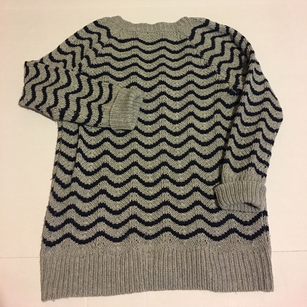 Gap Gray & Blue V-neck Long Sleeve Sweater M - Picture 4 of 6