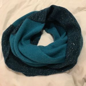 NWT Blue metallic cashmere blend infinity scarf