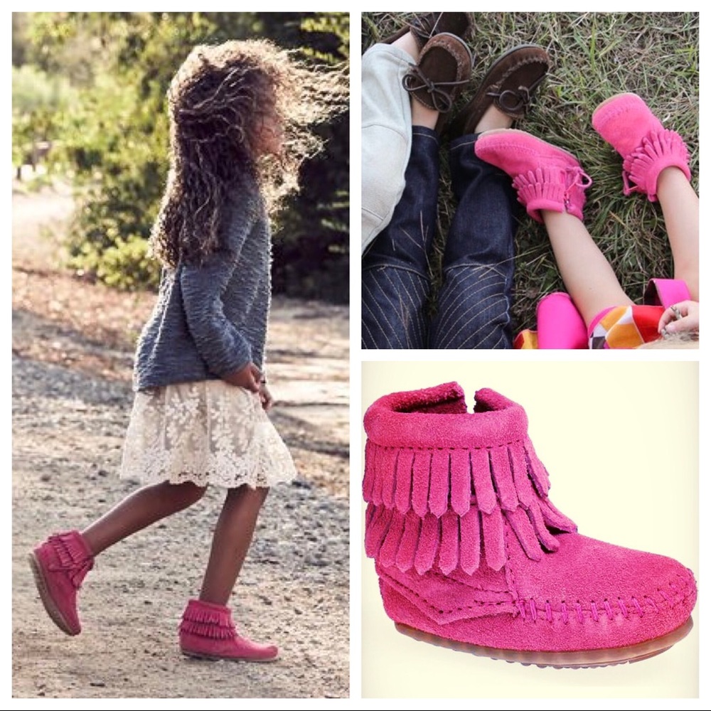 Minnetonka Pink Fringe Bootie Toddler Size 4