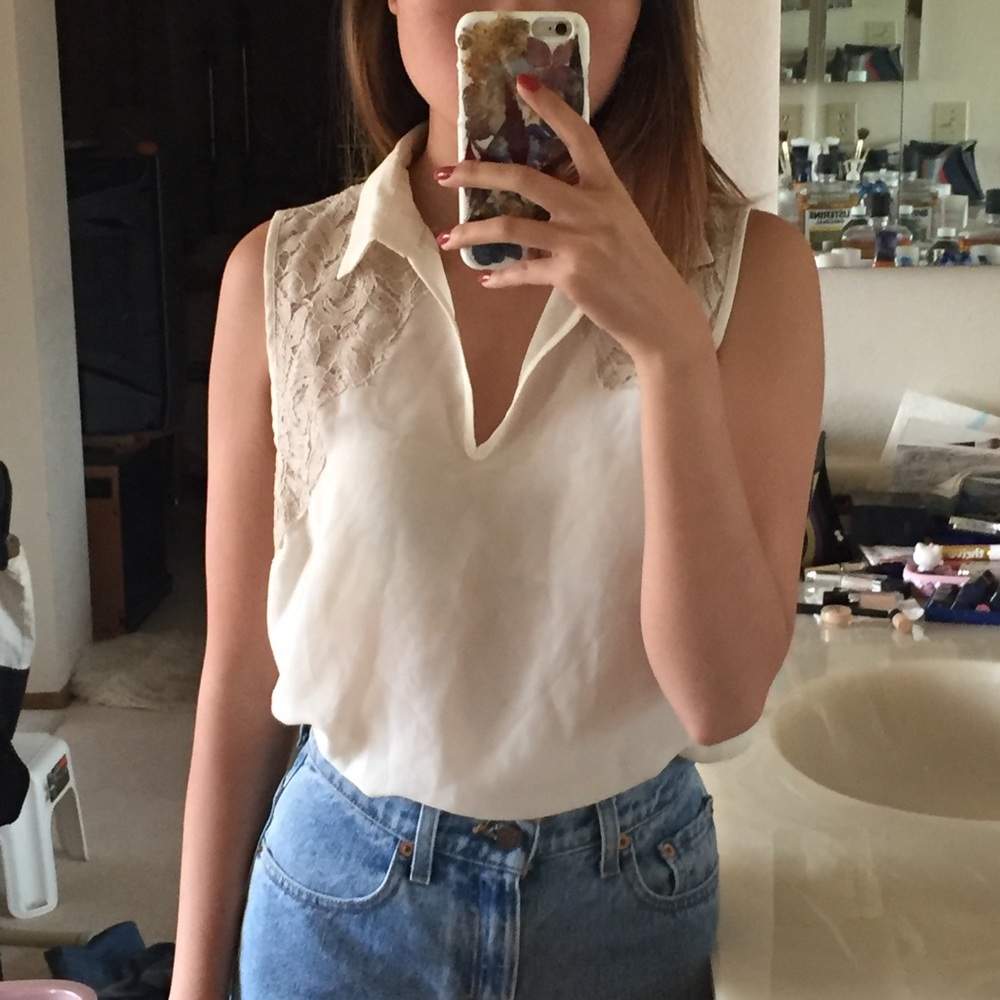 NWOT urban outfitters lace overlay shell blouse