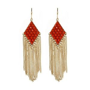 Amrita Singh coral katie drop earrings