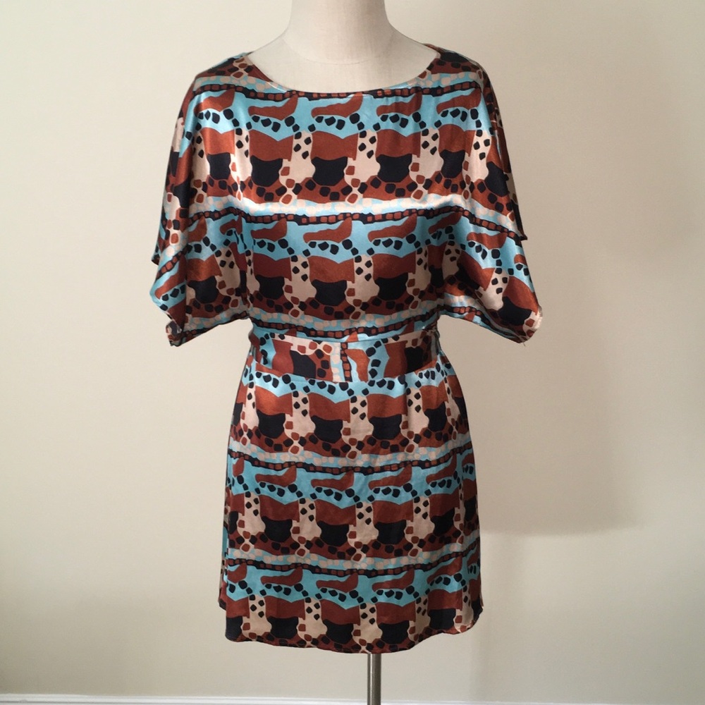 BCBG satin like printer mini dress