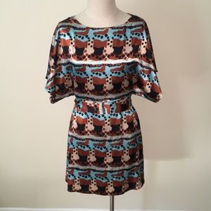 BCBG satin like printer mini dress