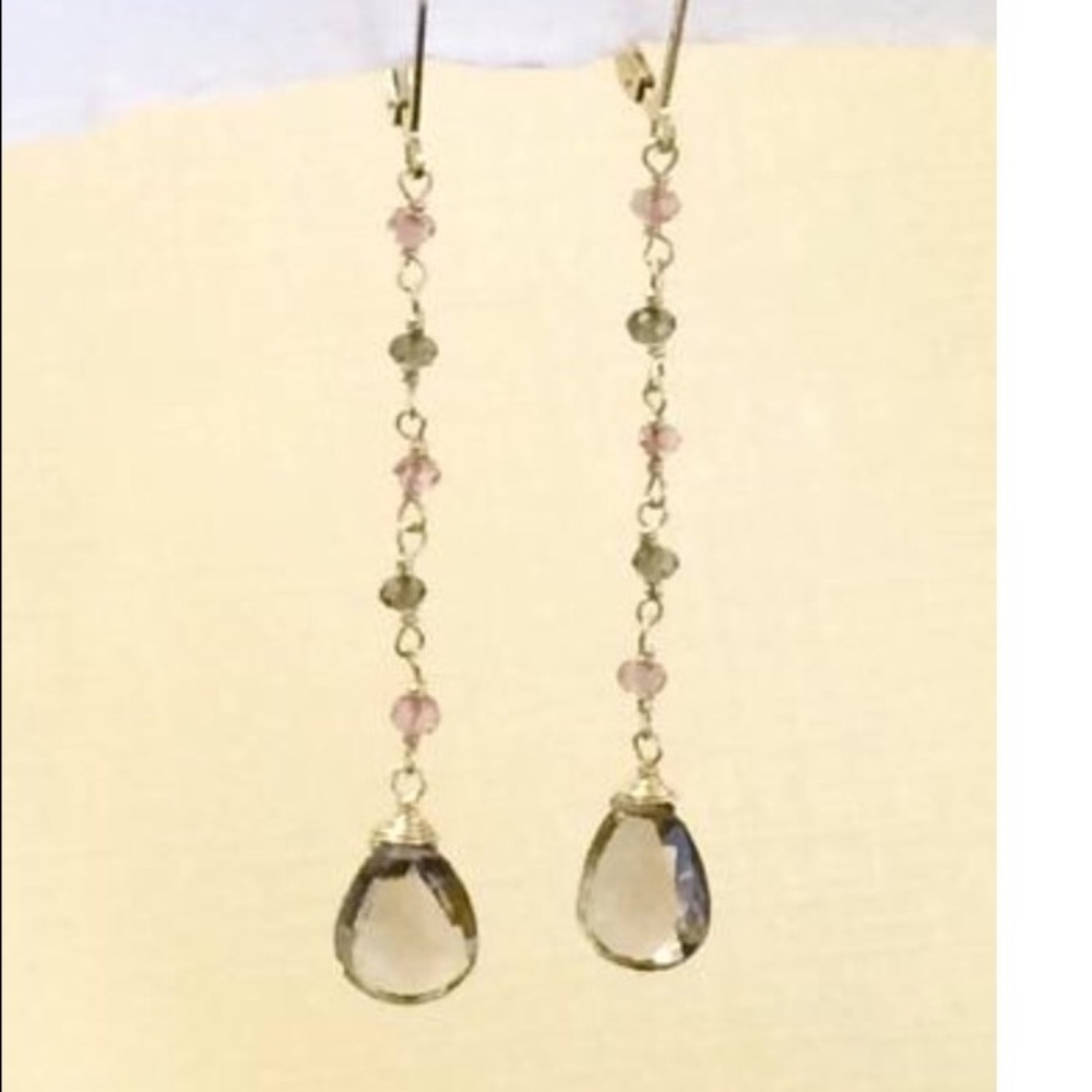 Smokey Topaz & Tourmaline Earrings