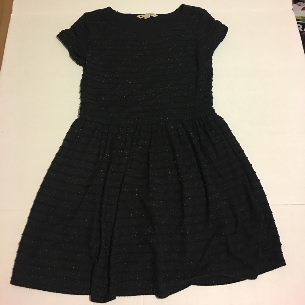 Yumi Black Flecked Jersey Cap Sleeve Dress M