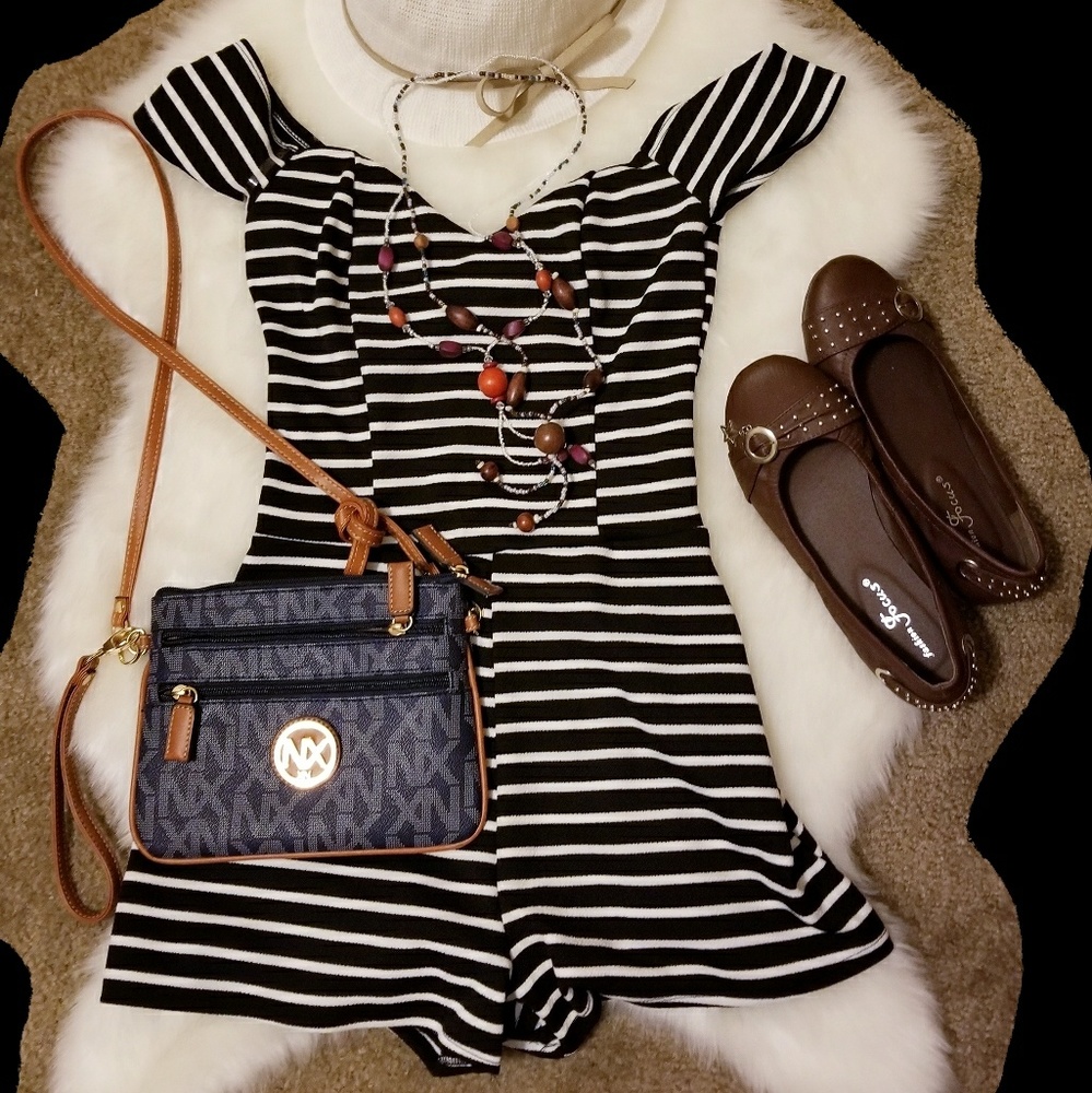 Black & White stripe romper