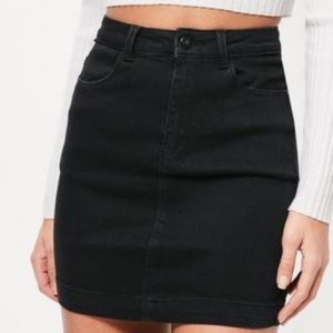 Black stretch denim skirt