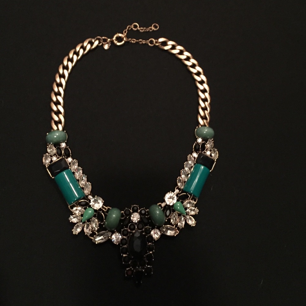 J Crew green bib necklace