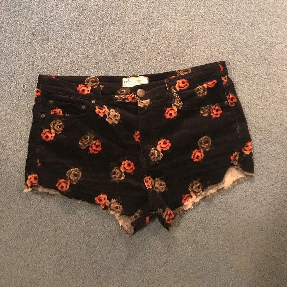 Free people corduroy floral shorts