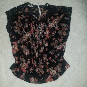 Live 4 Truth Black Sheer Floral Blouse