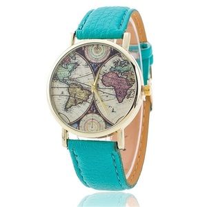 Mint Green Travelers World Map Watch NWT ⌚️