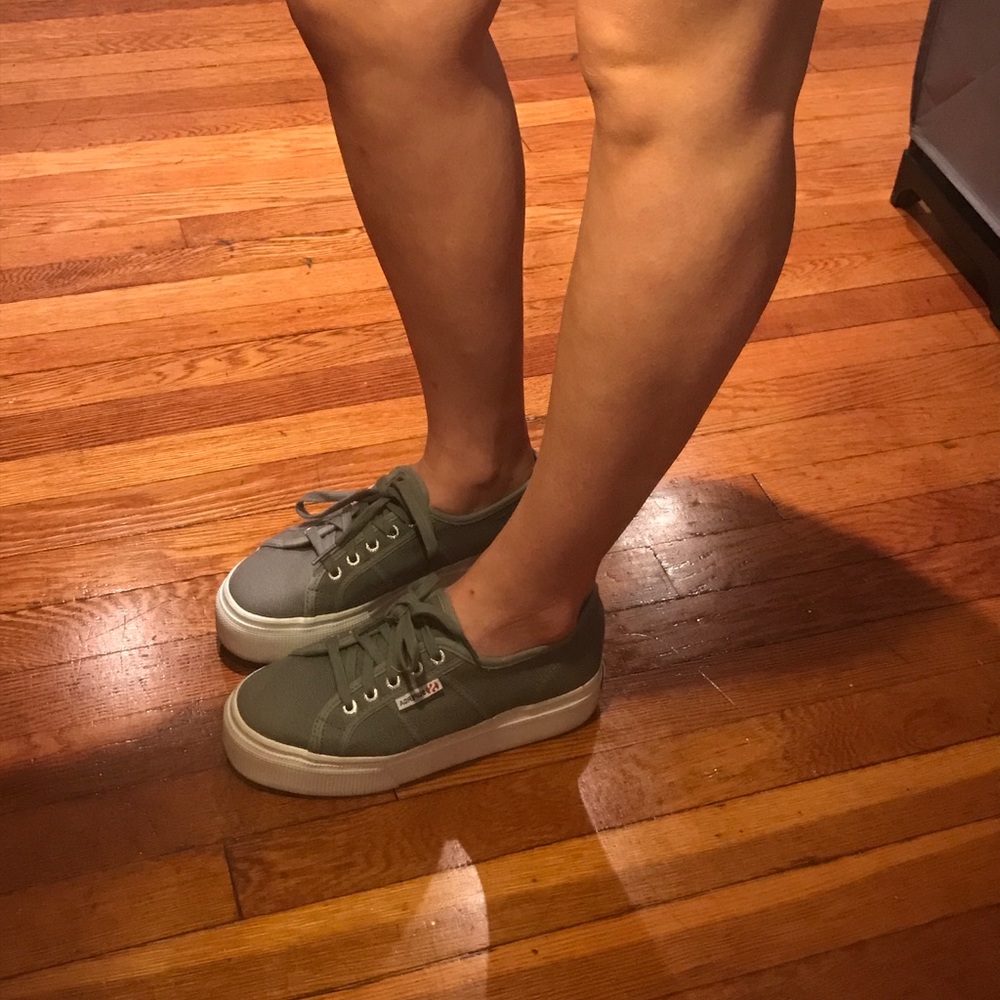 2790 ACOTW SUPERGA Platform Sneakers Grey Sage