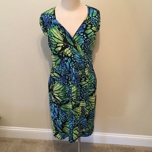 Butterfly printed wrap dress