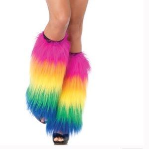 Neon rainbow leg warmers 🌈