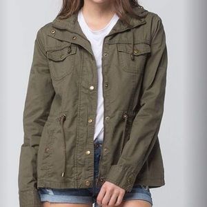 ASHLEY zip twill olive green anorak light jacket