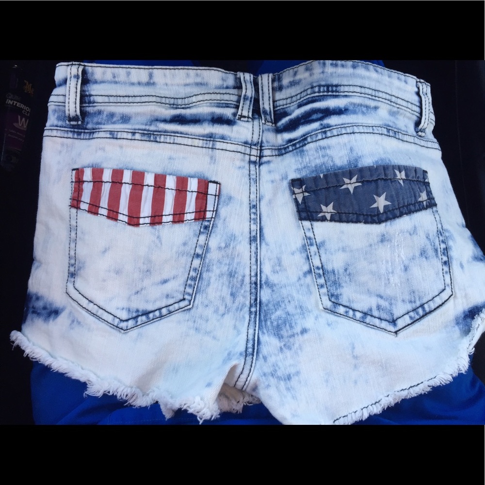 American flag cutoff jean shorts