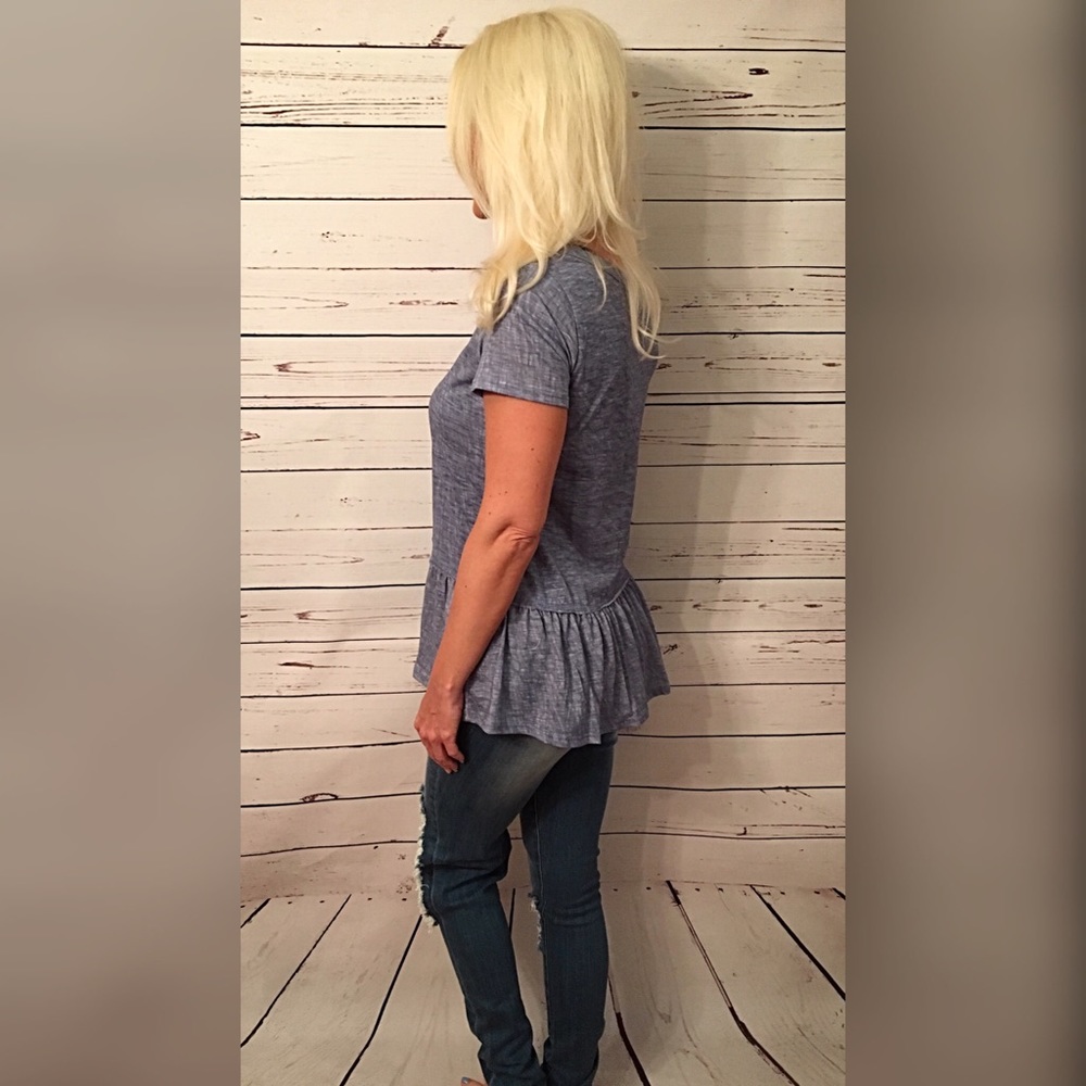 LAST ONE Prewashed soft ruffle detail top! - Picture 2 of 2