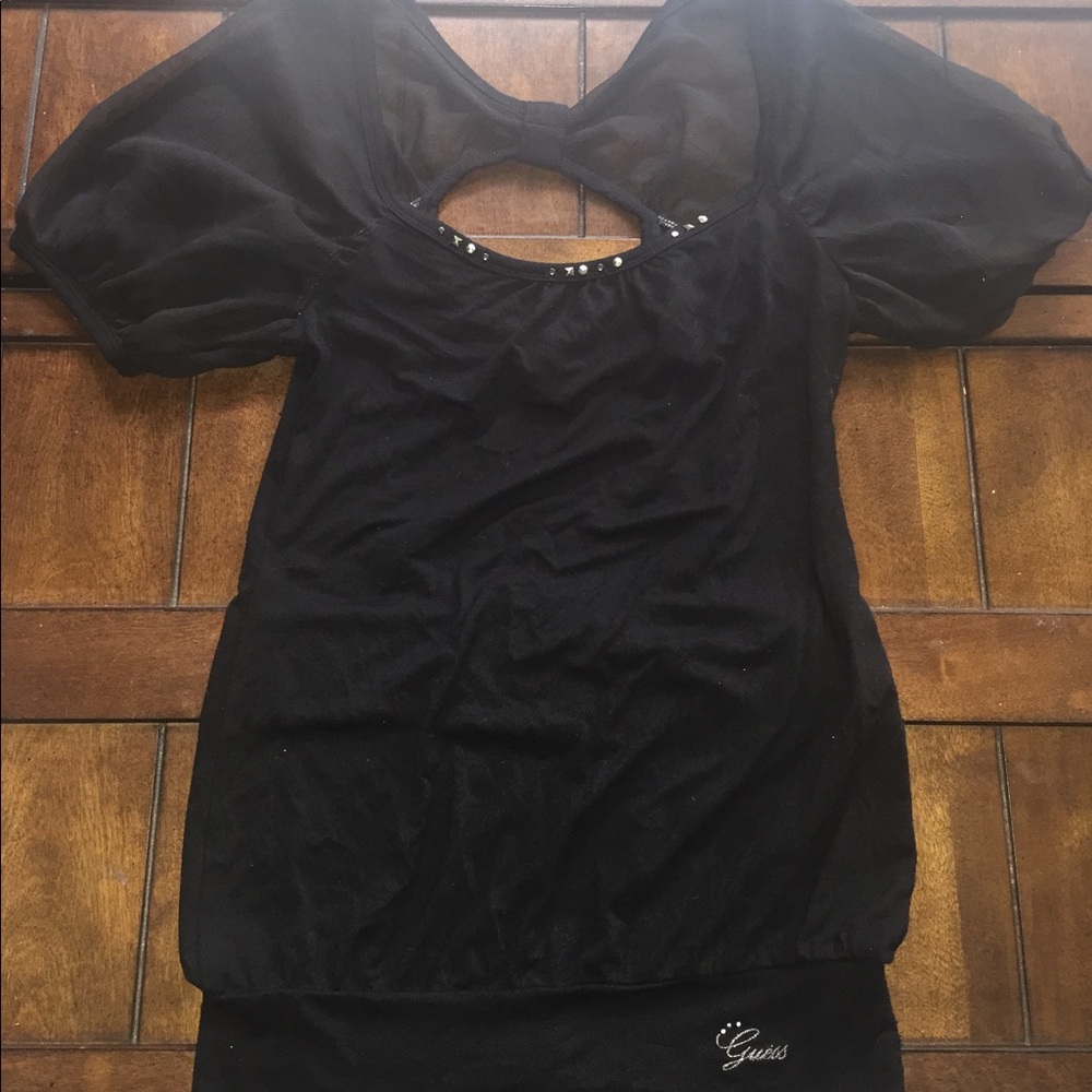 Guess Los Angeles black long blouse backless XS