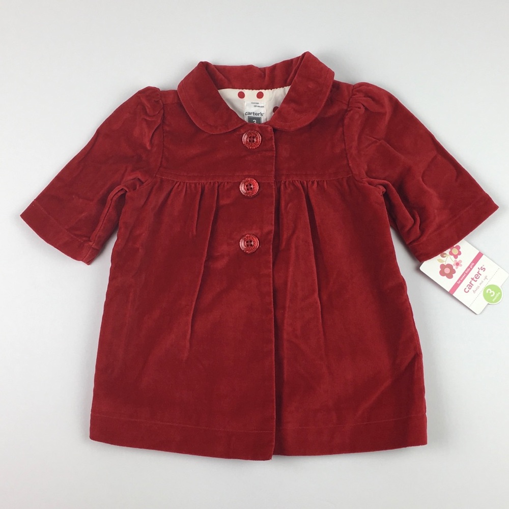 Carters Baby Girl Coat Red Velour Size 3M