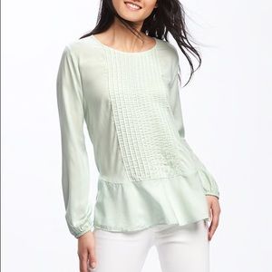 Pintuck Peplum Blouse