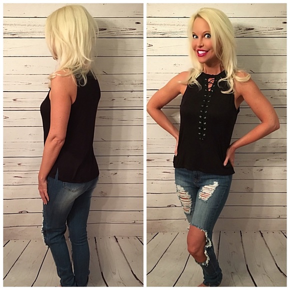 LAST ONE Lace up front tie hi lo top! - Picture 2 of 3