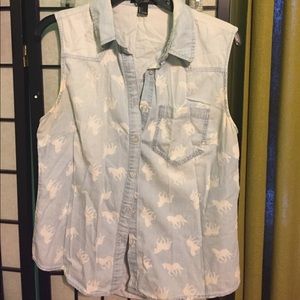 Light denim button up