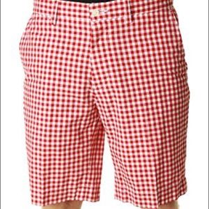 Red plaid polo Ralph Lauren shorts never worn