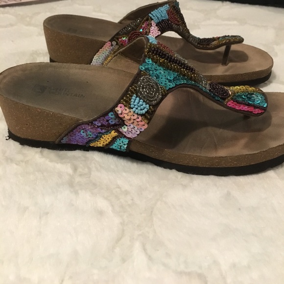 98 off White Mountain Shoes WHITE MOUNTAIN Beaded Strap Wedge