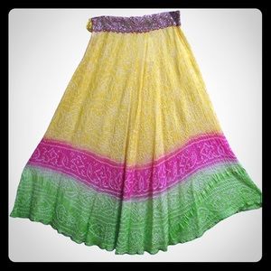 Indian Silk Bandhani Skirt