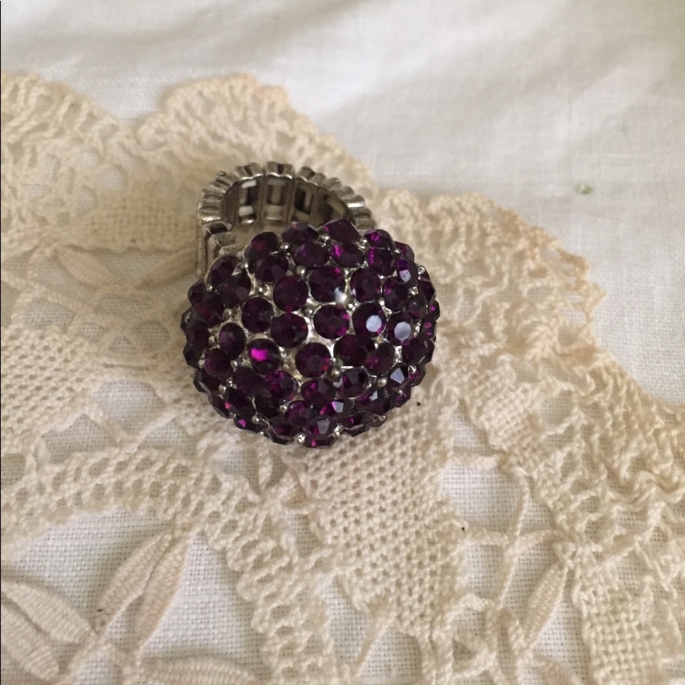 Purple rhinestone adjustable ring