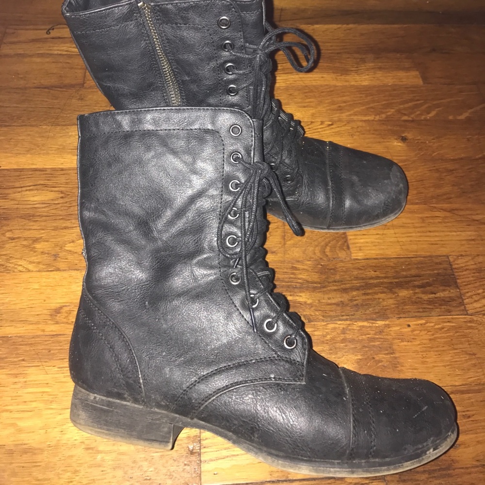 Steve Madden Black Combat Boots
