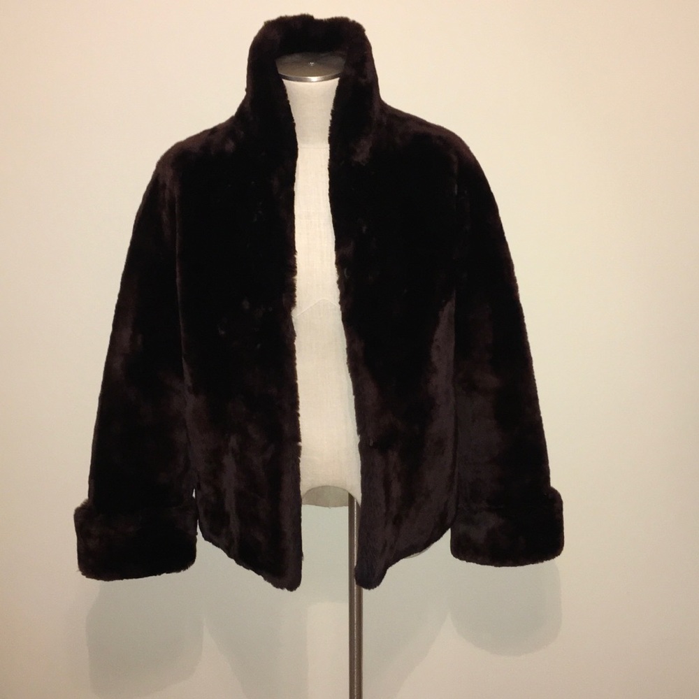 Vintage 1960s Mouton fur coat in deep drown