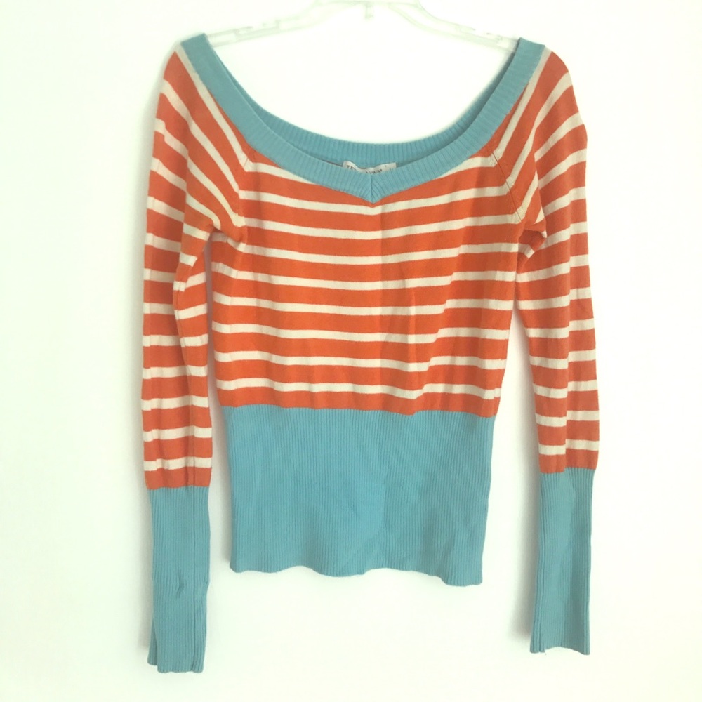 Striped boat neck sweater