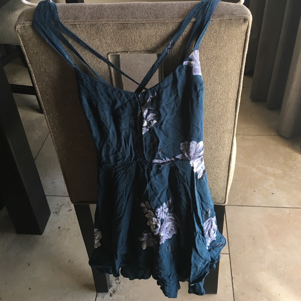 Blue lace strap dress