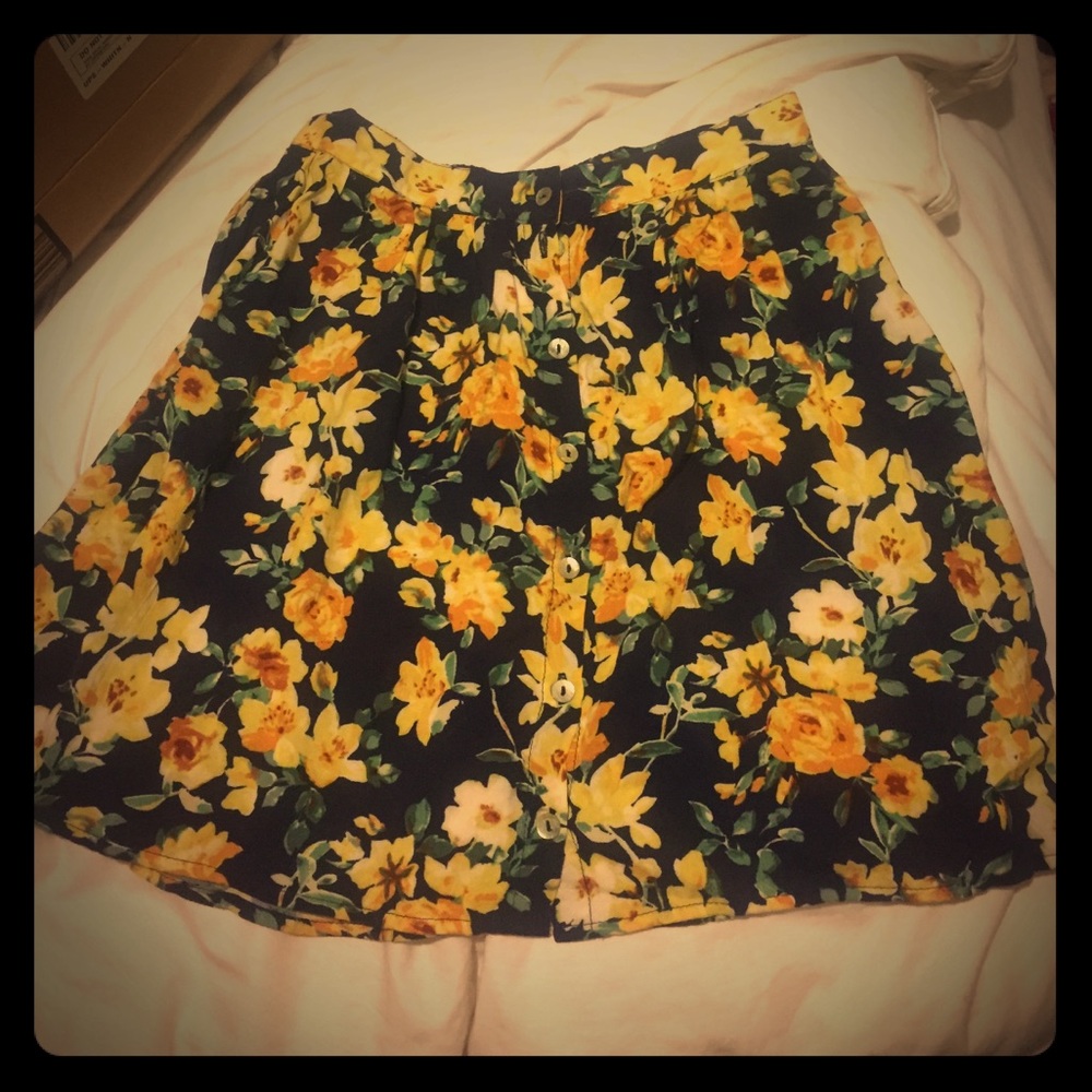 high waisted floral skirt