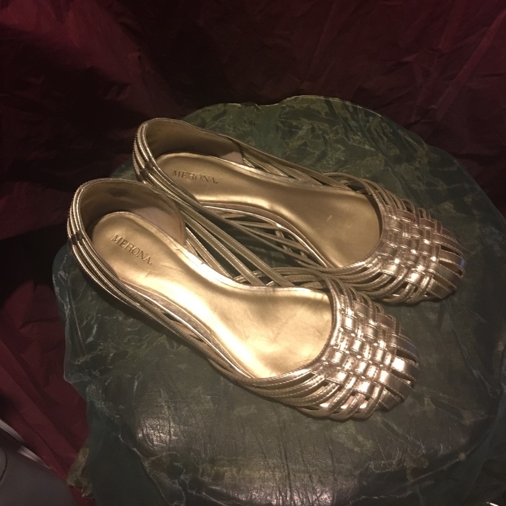 Gold cage sandal flats