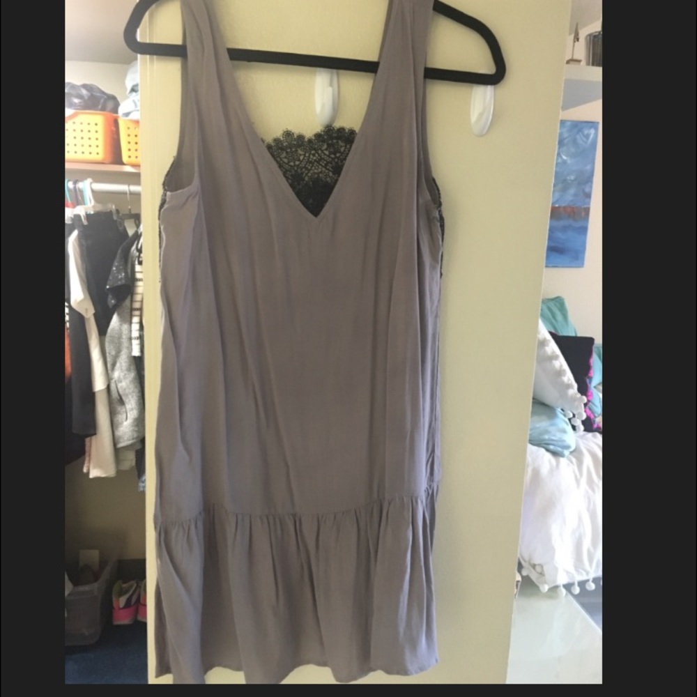 pale purple dress with thick black lace