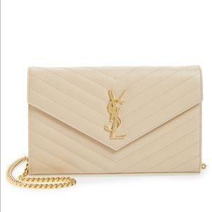 YSL quilted leather wallet on chain