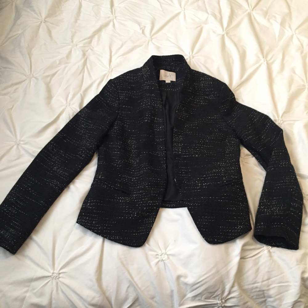 LOFT Black/White Tweed Blazer Jacket Coat