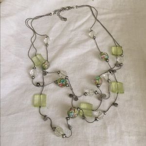 Assorted green clear floral glass necklace