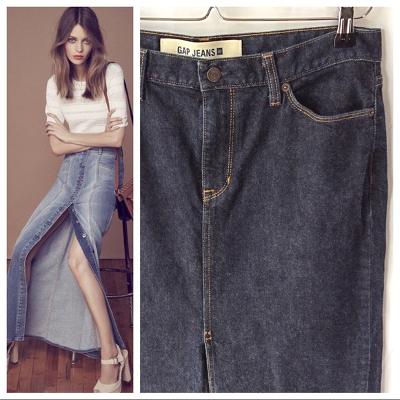 gap long denim skirt