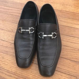 Ferragamo Men's Pebble Brown Leather Loafer