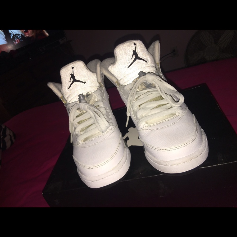 White Metallic 5 Jordan's