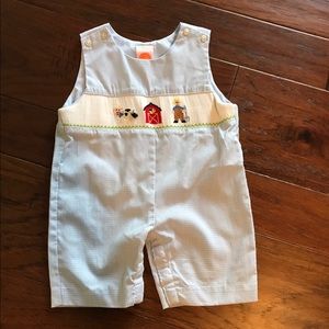 Smocked Auctions Farm 3 Month Smocked Outfit