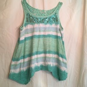 Aqua tanktop with lace detail