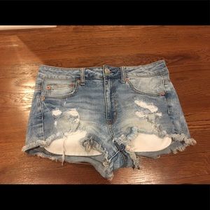 American Eagle light wash ripped jean shorts