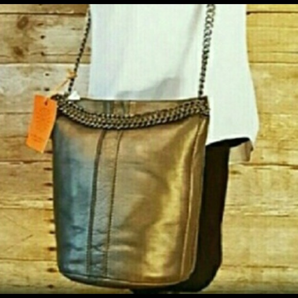 NEW RAMY BROOK Leather Bronze Crossbody Bucket Bag - Picture 5 of 8