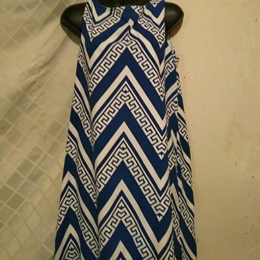 Blue & White Chevron? pattern Shift dress
